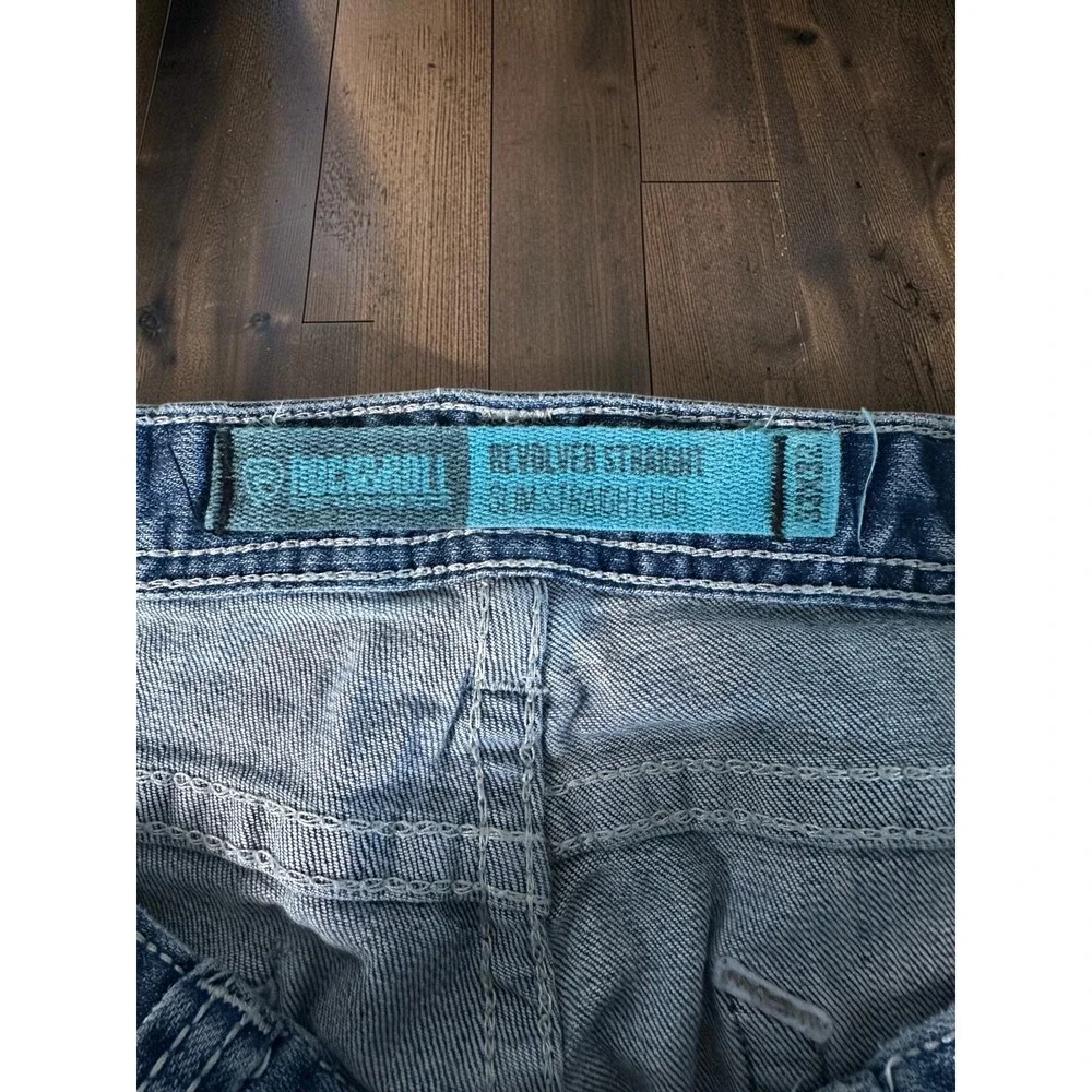 Rock and Roll Denim Revolver Straight Jeans Mens 33x32 Blue Slim Fit Western